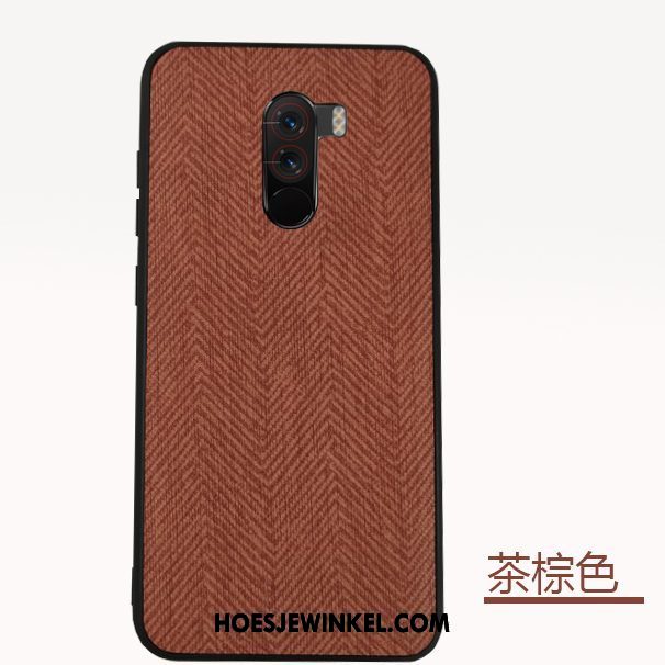 Pocophone F1 Hoesje Leer Groen Mobiele Telefoon, Pocophone F1 Hoesje Mode Bescherming Beige