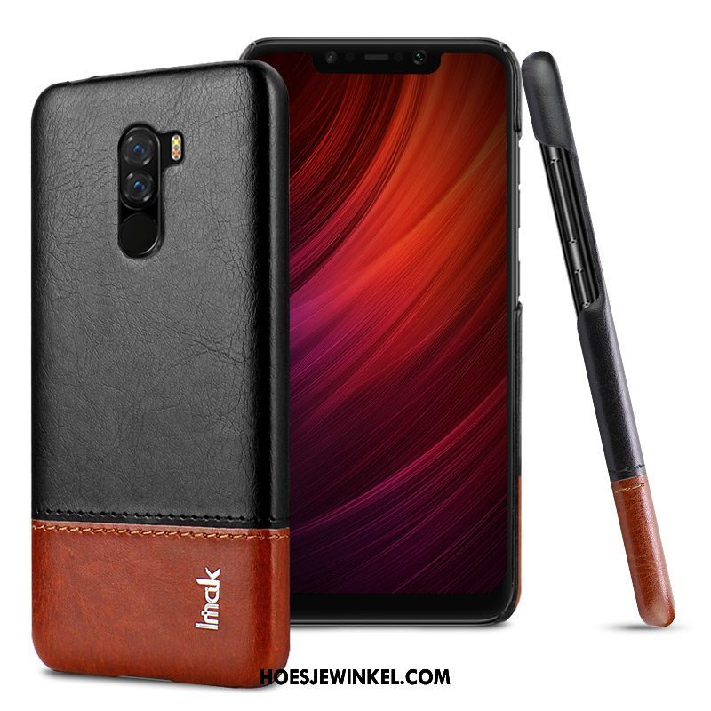 Pocophone F1 Hoesje Leer Mobiele Telefoon Bescherming, Pocophone F1 Hoesje Hoes Anti-fall Braun Beige