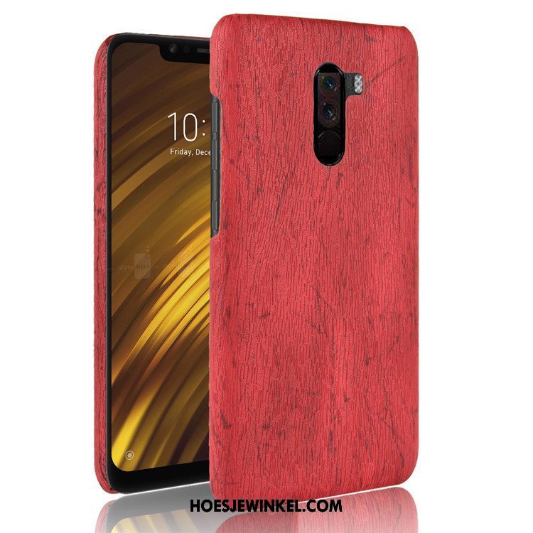 Pocophone F1 Hoesje Mini Achterklep Rood, Pocophone F1 Hoesje Hard Hoes Beige