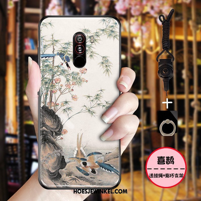 Pocophone F1 Hoesje Mobiele Telefoon All Inclusive Bescherming, Pocophone F1 Hoesje Schrobben Zwart Beige