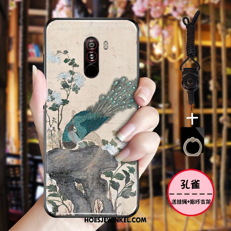 Pocophone F1 Hoesje Mobiele Telefoon All Inclusive Bescherming, Pocophone F1 Hoesje Schrobben Zwart Beige