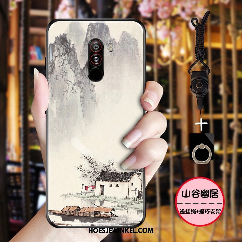 Pocophone F1 Hoesje Mobiele Telefoon All Inclusive Bescherming, Pocophone F1 Hoesje Schrobben Zwart Beige