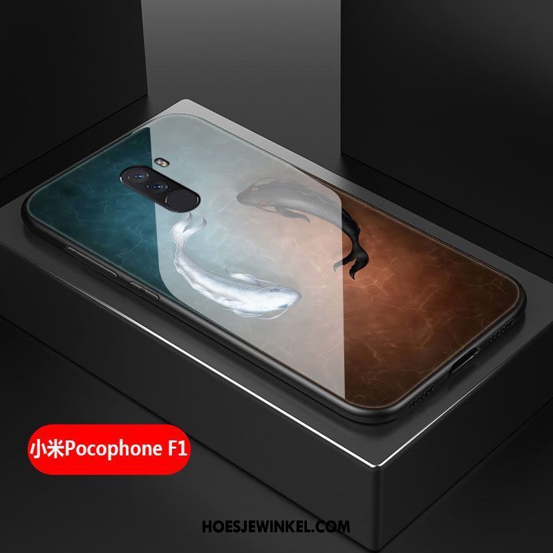 Pocophone F1 Hoesje Mobiele Telefoon All Inclusive Persoonlijk, Pocophone F1 Hoesje Siliconen Zwart Beige