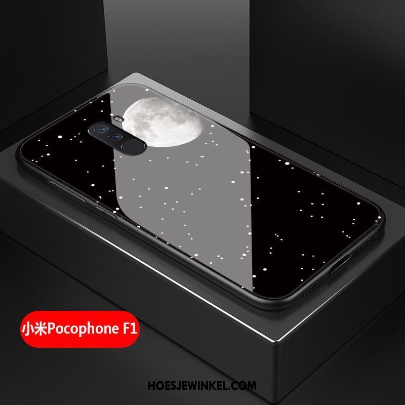 Pocophone F1 Hoesje Mobiele Telefoon All Inclusive Persoonlijk, Pocophone F1 Hoesje Siliconen Zwart Beige