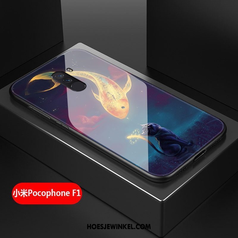 Pocophone F1 Hoesje Mobiele Telefoon All Inclusive Persoonlijk, Pocophone F1 Hoesje Siliconen Zwart Beige