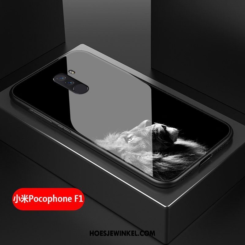 Pocophone F1 Hoesje Mobiele Telefoon All Inclusive Persoonlijk, Pocophone F1 Hoesje Siliconen Zwart Beige