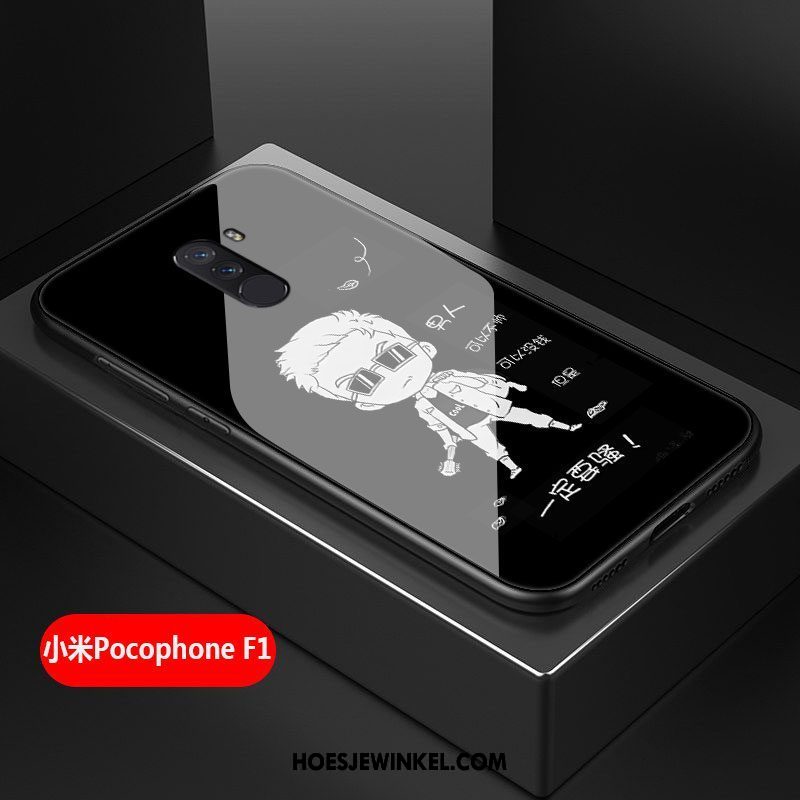 Pocophone F1 Hoesje Mobiele Telefoon All Inclusive Persoonlijk, Pocophone F1 Hoesje Siliconen Zwart Beige