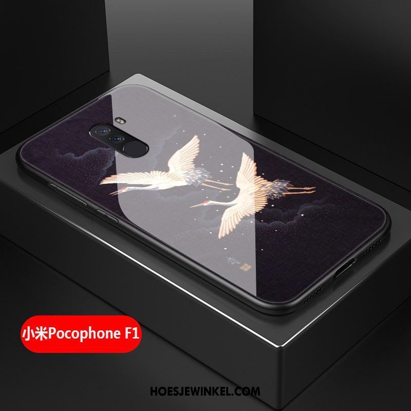 Pocophone F1 Hoesje Mobiele Telefoon All Inclusive Persoonlijk, Pocophone F1 Hoesje Siliconen Zwart Beige