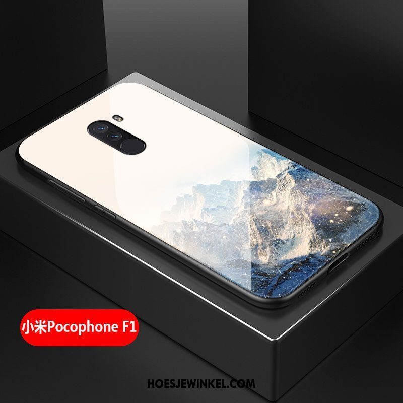 Pocophone F1 Hoesje Mobiele Telefoon All Inclusive Persoonlijk, Pocophone F1 Hoesje Siliconen Zwart Beige