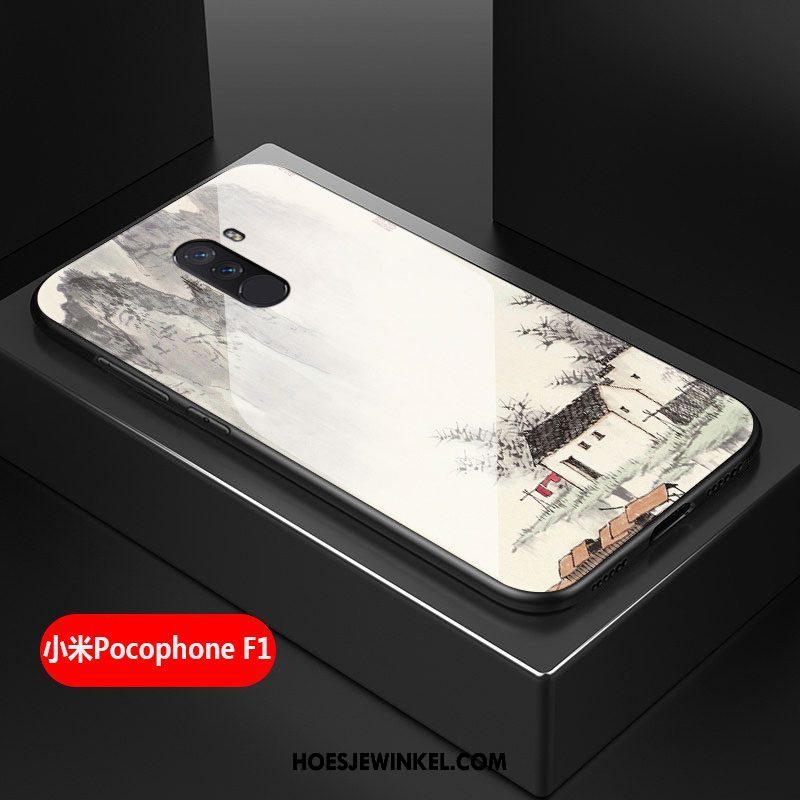 Pocophone F1 Hoesje Mobiele Telefoon All Inclusive Persoonlijk, Pocophone F1 Hoesje Siliconen Zwart Beige