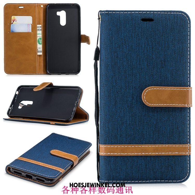 Pocophone F1 Hoesje Mobiele Telefoon Bescherming Denim, Pocophone F1 Hoesje Hoes Leren Etui Beige