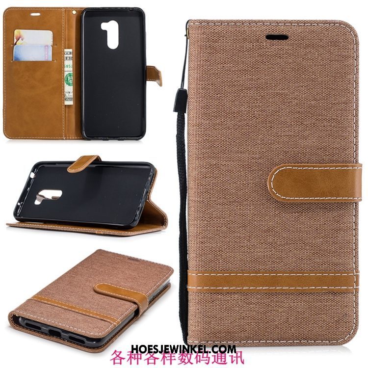 Pocophone F1 Hoesje Mobiele Telefoon Bescherming Denim, Pocophone F1 Hoesje Hoes Leren Etui Beige