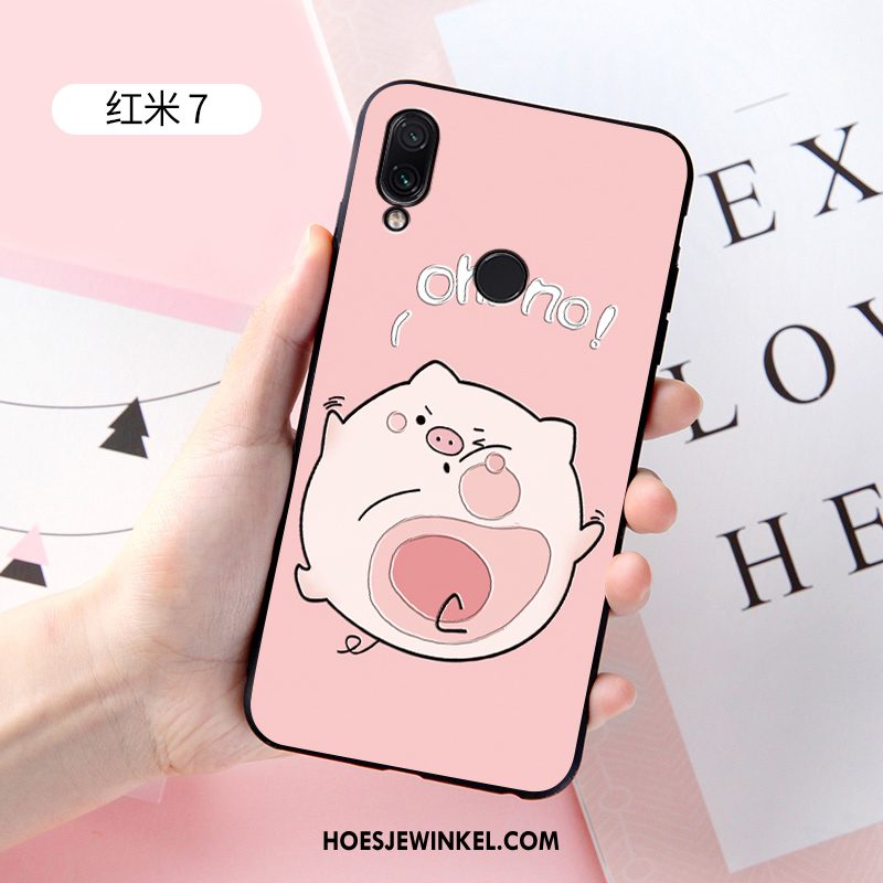 Redmi 7 Hoesje Net Red Zacht Pas, Redmi 7 Hoesje Spotprent Anti-fall Beige