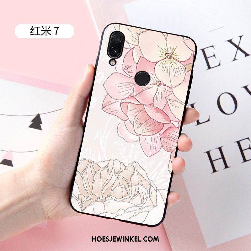 Redmi 7 Hoesje Net Red Zacht Pas, Redmi 7 Hoesje Spotprent Anti-fall Beige