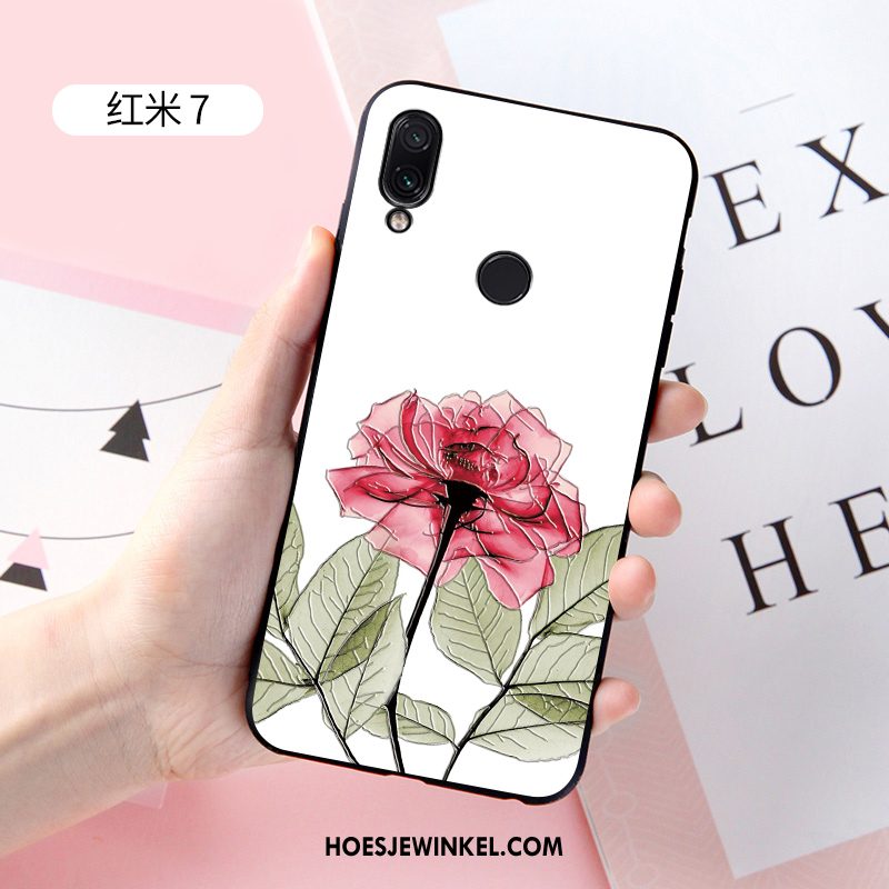 Redmi 7 Hoesje Net Red Zacht Pas, Redmi 7 Hoesje Spotprent Anti-fall Beige