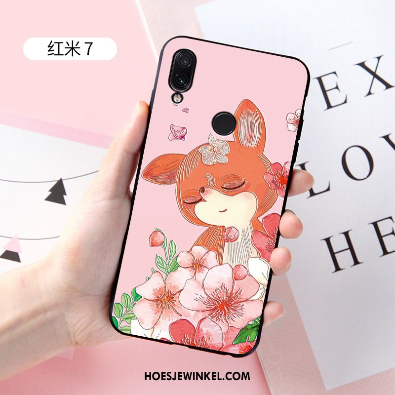 Redmi 7 Hoesje Net Red Zacht Pas, Redmi 7 Hoesje Spotprent Anti-fall Beige