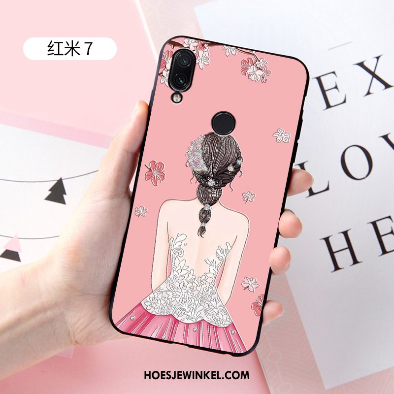 Redmi 7 Hoesje Net Red Zacht Pas, Redmi 7 Hoesje Spotprent Anti-fall Beige