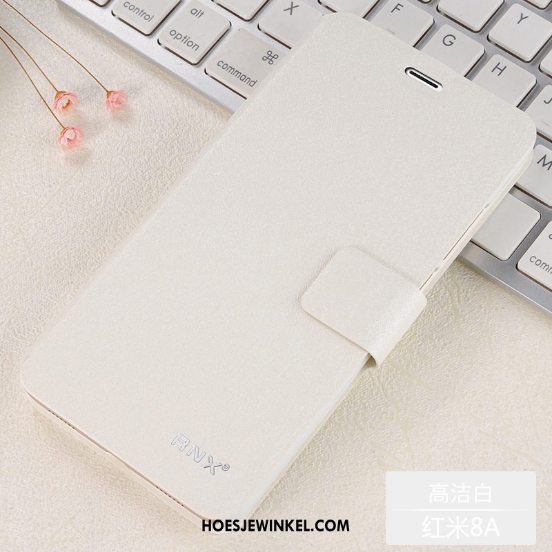 Redmi 8a Hoesje Blauw Folio Bescherming, Redmi 8a Hoesje Mobiele Telefoon Leren Etui Beige