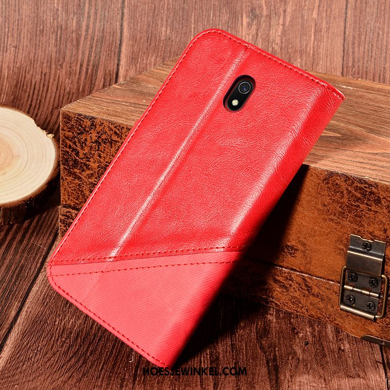 Redmi 8a Hoesje Kaart All Inclusive Bescherming, Redmi 8a Hoesje Rood Mini Braun Beige