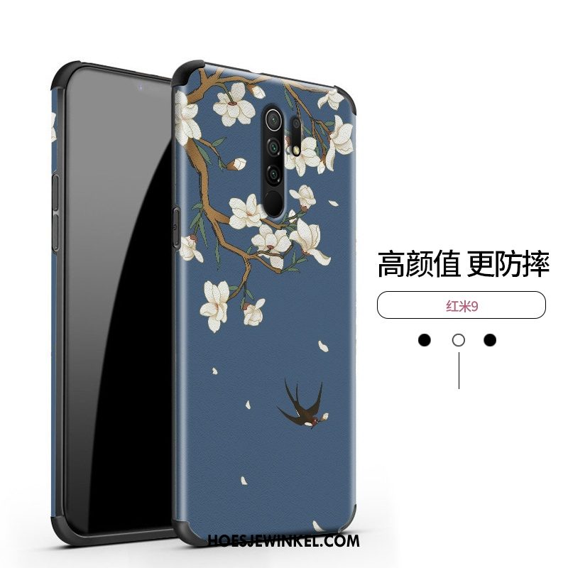 Redmi 9 Hoesje Chinese Stijl Anti-fall Siliconen, Redmi 9 Hoesje Patroon Reliëf Beige