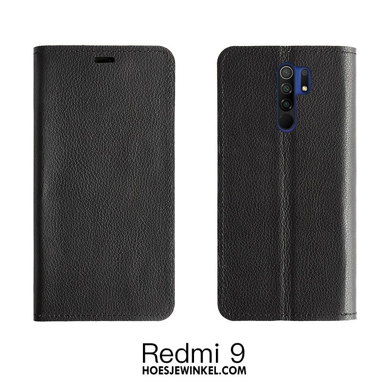 Redmi 9 Hoesje Folio Oranje Anti-fall, Redmi 9 Hoesje Koe Hoes Beige