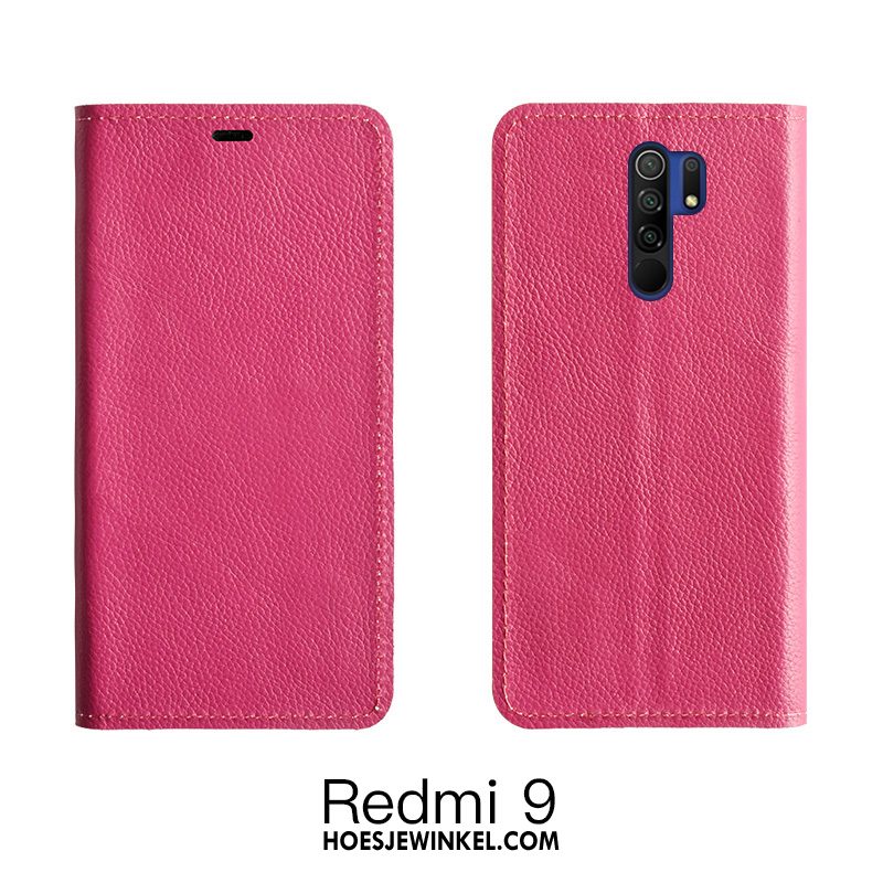 Redmi 9 Hoesje Folio Oranje Anti-fall, Redmi 9 Hoesje Koe Hoes Beige