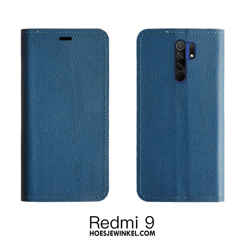 Redmi 9 Hoesje Folio Oranje Anti-fall, Redmi 9 Hoesje Koe Hoes Beige