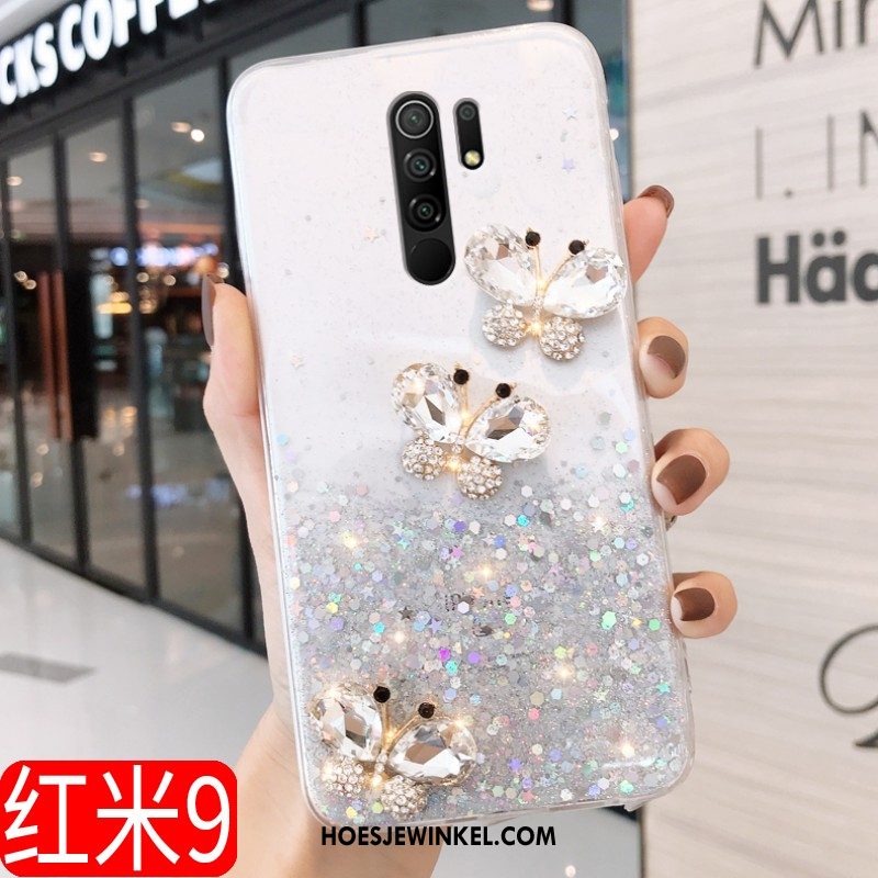 Redmi 9 Hoesje Mobiele Telefoon Anti-fall Net Red, Redmi 9 Hoesje Mini Bescherming Beige