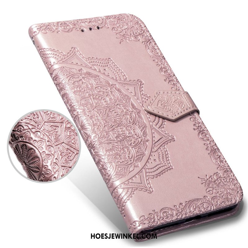 Redmi Go Hoesje Anti-fall Kaart Reliëf, Redmi Go Hoesje Purper Hoes Beige
