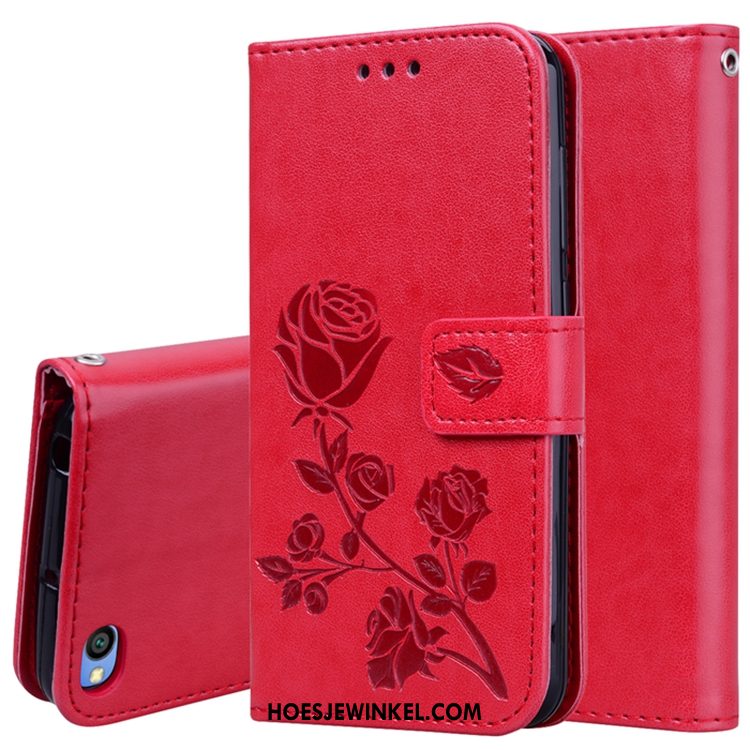 Redmi Go Hoesje Leren Etui Mobiele Telefoon Siliconen, Redmi Go Hoesje Rood Mini Beige