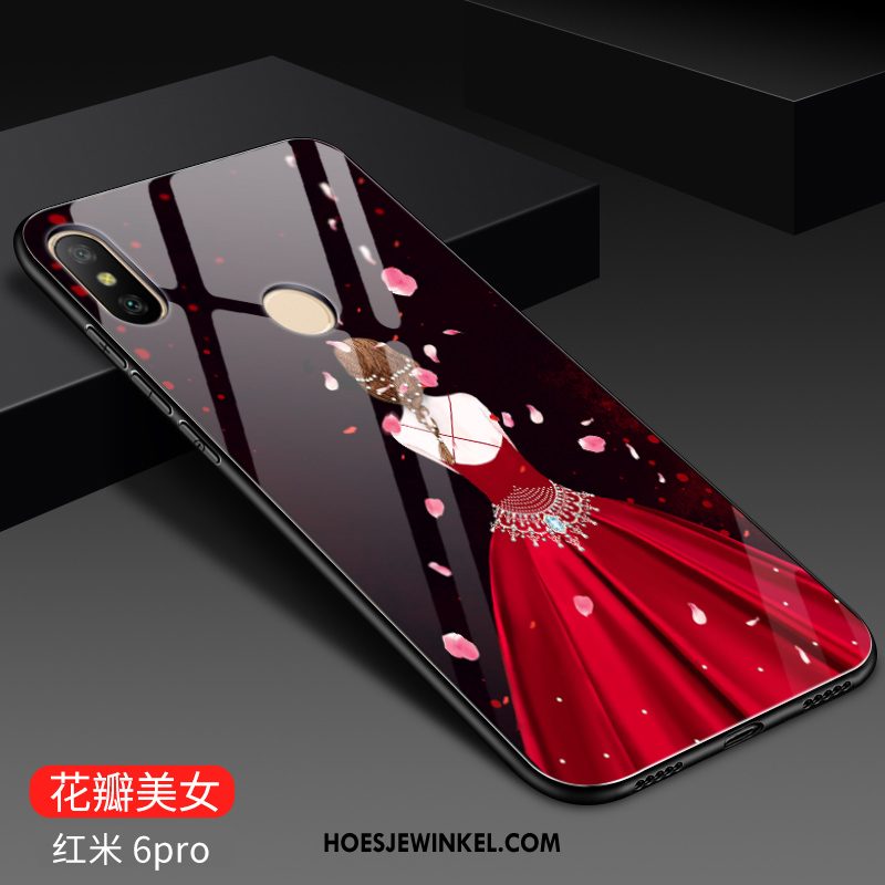 Redmi Note 6 Pro Hoesje Anti-fall Hoes Tempereren, Redmi Note 6 Pro Hoesje Mobiele Telefoon Hard Beige