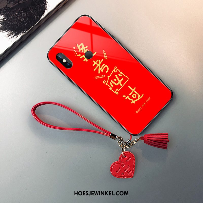 Redmi Note 6 Pro Hoesje Glas Hard Bescherming, Redmi Note 6 Pro Hoesje Hoes Mobiele Telefoon Beige