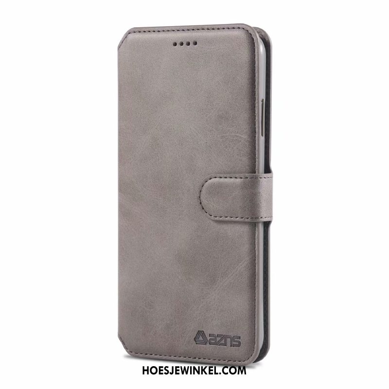 Redmi Note 6 Pro Hoesje Mobiele Telefoon Kaart Folio, Redmi Note 6 Pro Hoesje Leren Etui Portemonnee Beige