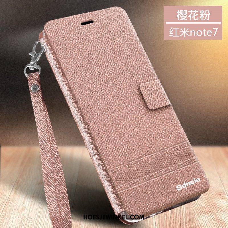 Redmi Note 7 Hoesje Bedrijf Zacht Leren Etui, Redmi Note 7 Hoesje Mini Skärmskydd Beige