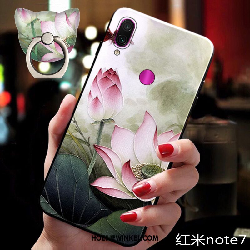 Redmi Note 7 Hoesje Bloemen Anti-fall All Inclusive, Redmi Note 7 Hoesje Mobiele Telefoon Zacht Beige