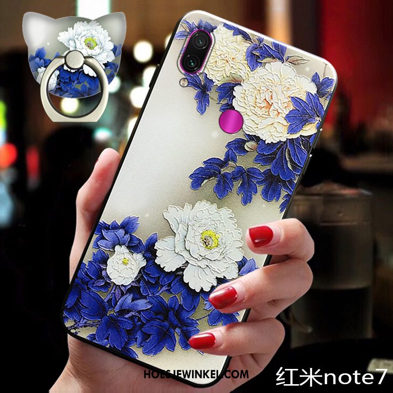 Redmi Note 7 Hoesje Bloemen Anti-fall All Inclusive, Redmi Note 7 Hoesje Mobiele Telefoon Zacht Beige