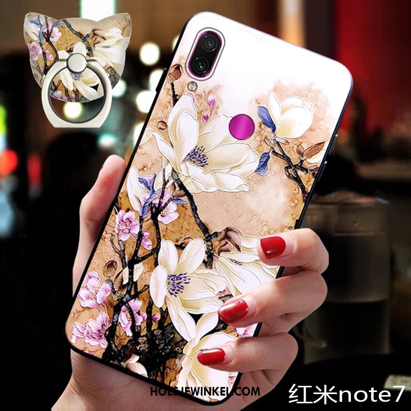 Redmi Note 7 Hoesje Bloemen Anti-fall All Inclusive, Redmi Note 7 Hoesje Mobiele Telefoon Zacht Beige