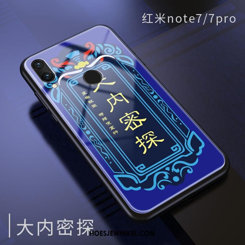 Redmi Note 7 Hoesje Mobiele Telefoon Hoes Blauw, Redmi Note 7 Hoesje Spiegel Trend Beige