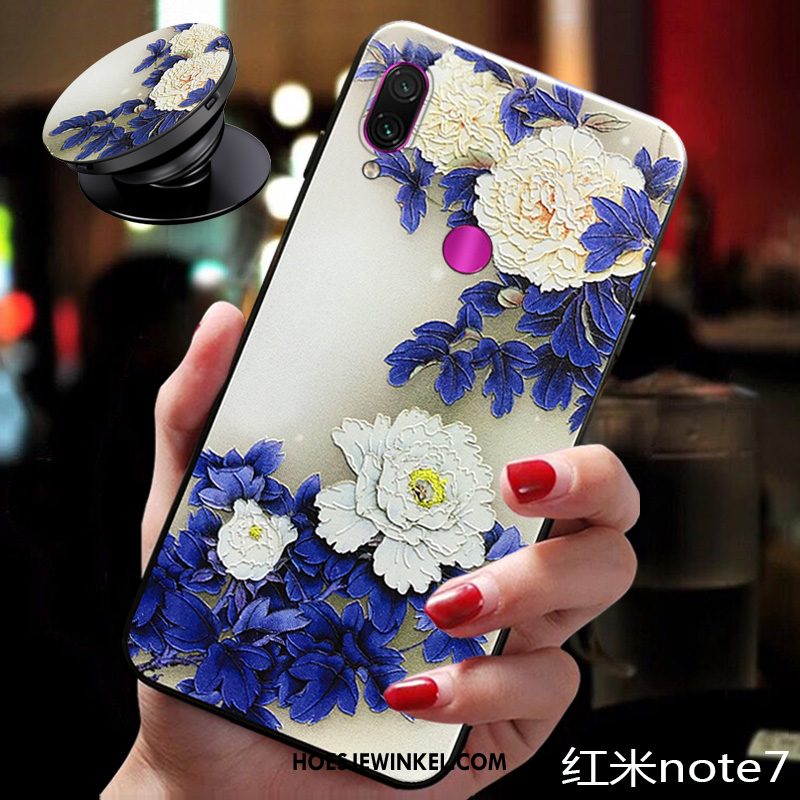 Redmi Note 7 Hoesje Trendy Merk Siliconen Bloemen, Redmi Note 7 Hoesje Mini Lichte En Dun Beige