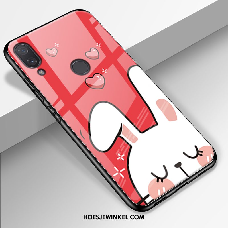 Redmi Note 7 Hoesje Zacht Vers Rood, Redmi Note 7 Hoesje Wit Glas Beige