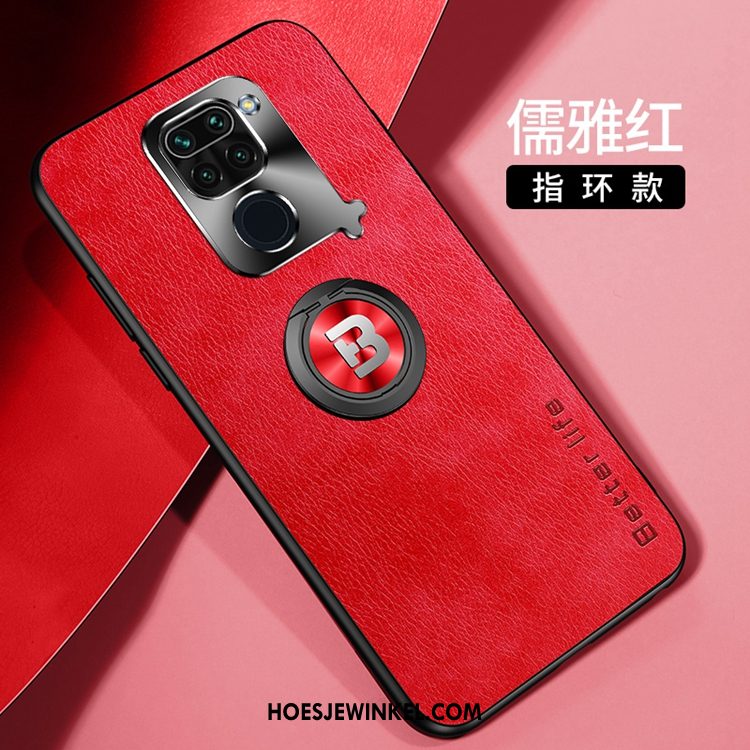 Redmi Note 9 Hoesje Leren Etui All Inclusive Anti-fall, Redmi Note 9 Hoesje Rood Hanger Beige