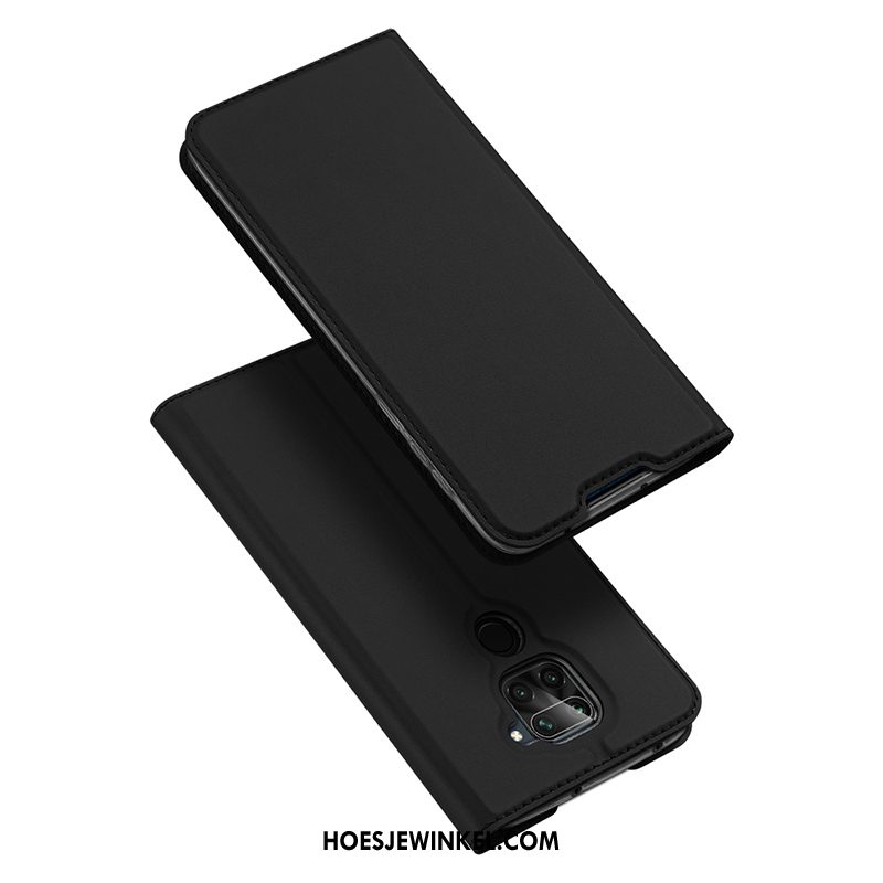 Redmi Note 9 Hoesje Magnetisch Clamshell Leren Etui, Redmi Note 9 Hoesje Mobiele Telefoon Roze Beige