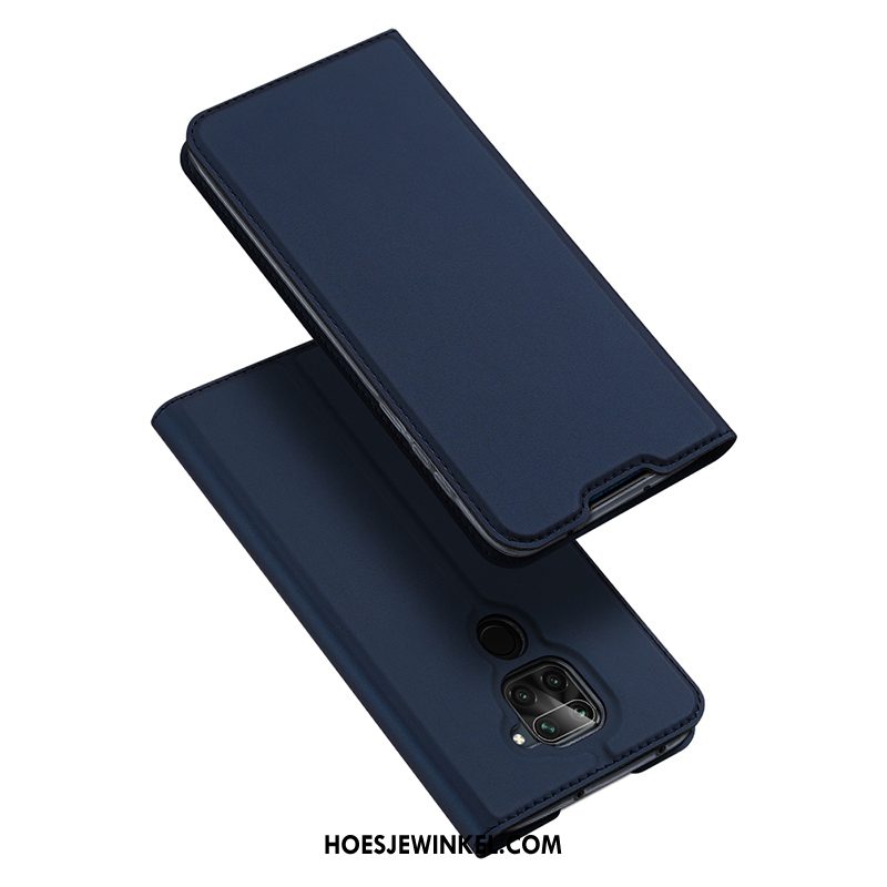 Redmi Note 9 Hoesje Magnetisch Clamshell Leren Etui, Redmi Note 9 Hoesje Mobiele Telefoon Roze Beige