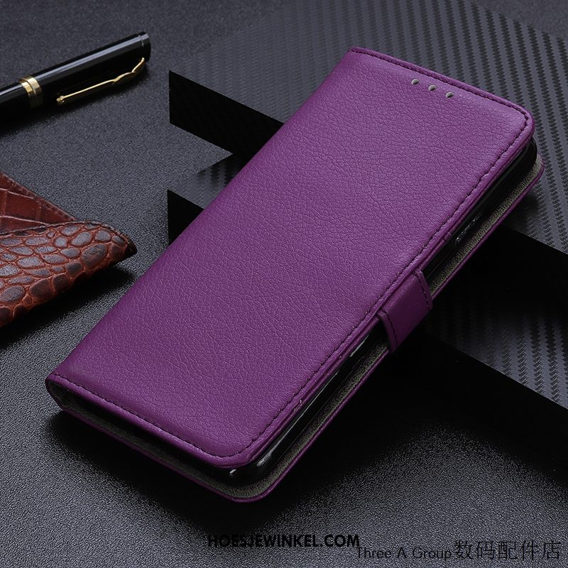 Redmi Note 9 Pro Hoesje Leren Etui Purper Rood, Redmi Note 9 Pro Hoesje Folio Kaart Beige