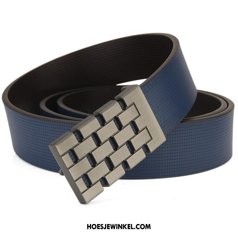 Riemen Heren Jeugd Echt Leer Riem, Riemen Casual Glad Blau