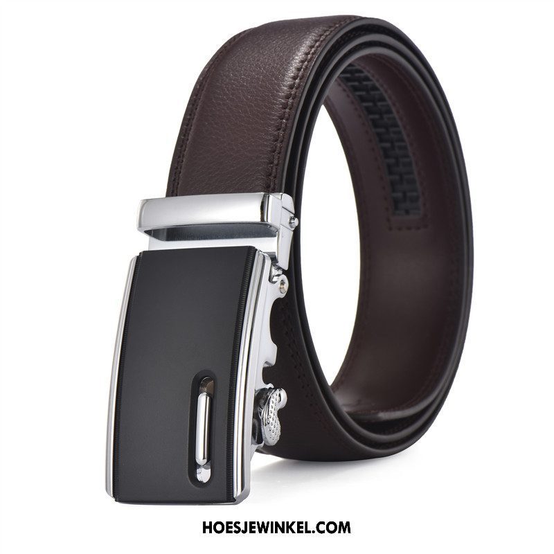Riemen Heren Mode Mannen Denim, Riemen Automatische Aftrek Riem Braun Gold