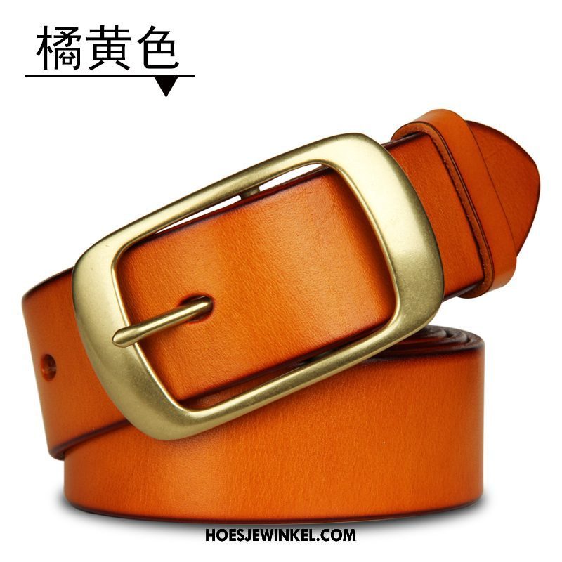 Riemen Heren Zuiver Echt Leer Casual, Riemen Riem Vintage Orange Schwarz