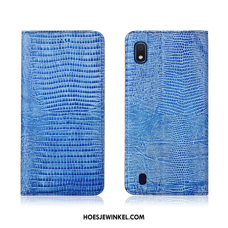 Samsung Galaxy A10 Hoesje Blauw Ster Mobiele Telefoon, Samsung Galaxy A10 Hoesje Echt Leer Schrobben