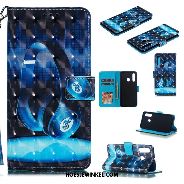 Samsung Galaxy A20e Hoesje Leren Etui Mobiele Telefoon Siliconenhoesje, Samsung Galaxy A20e Hoesje Ster Zwart