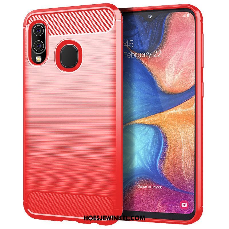 Samsung Galaxy A20e Hoesje Siliconen Zijde Mobiele Telefoon, Samsung Galaxy A20e Hoesje Rood Zacht